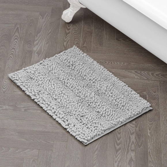 NWT Laura Ashley Astor Chenille Bath Mat | 20" x 34" | Light Grey Machine Wash - Picture 4 of 4